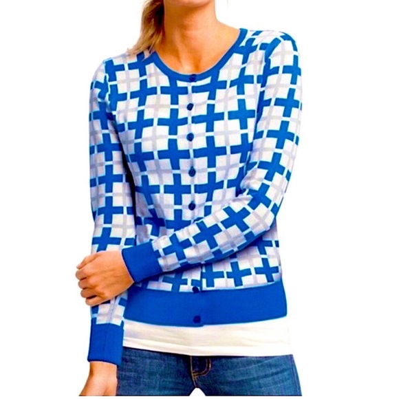 CAbi Sweaters - Women's CAbi Cardigan Small #695 Blue White Gray